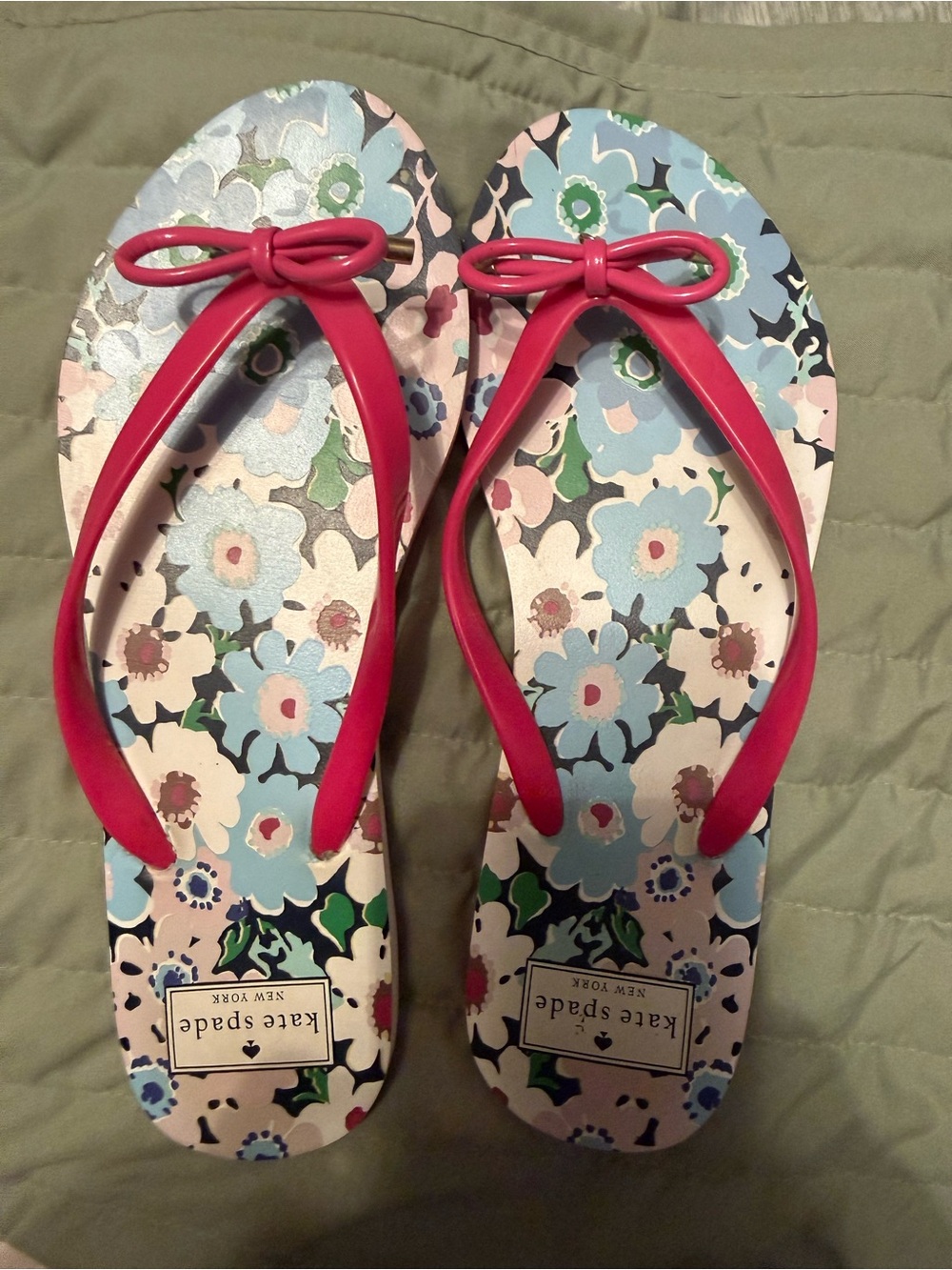 kate spade Floral Print Flip Flop Sandals with Pink Straps